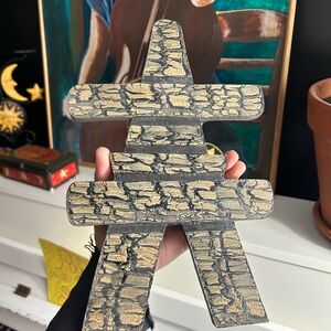 Totem 12.5” X 8" Black and Cream Textured Wall Art Indonesia